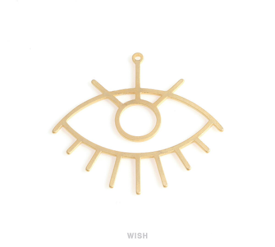Evil Eye Pendant in Matte Gold, Evil Eye Charm / MMG-555-P