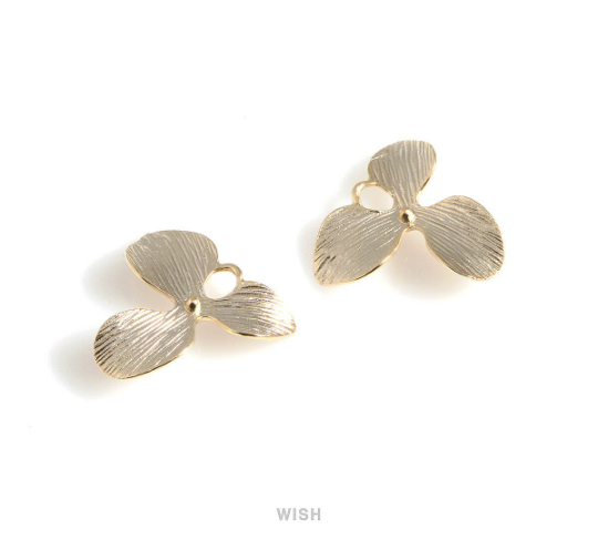 Orchid Leaves Connectors in Matte Gold, Floral Charms / MMG-035-C