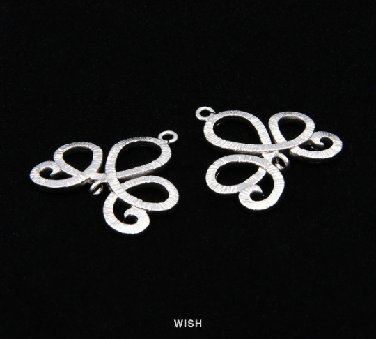 Lotus Connectors in Matte Rhodium, Lotus Emblem Charms / MMRH-115-P