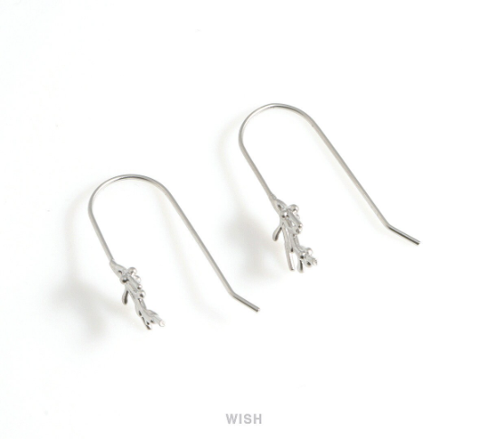 Pine Tree Hook Earrings in Matte Rhodium, Pine Tree Ear hooks / MMRH-571-E