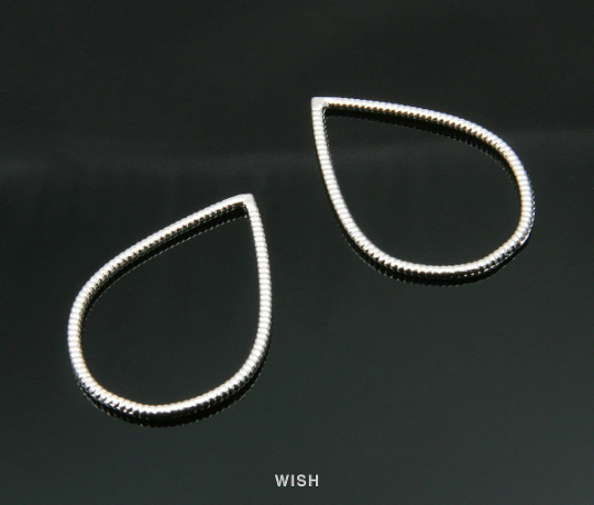 Teardrop Pendants in Rhodium, Teardrop Outline Charms /MRH-007-P (Large)