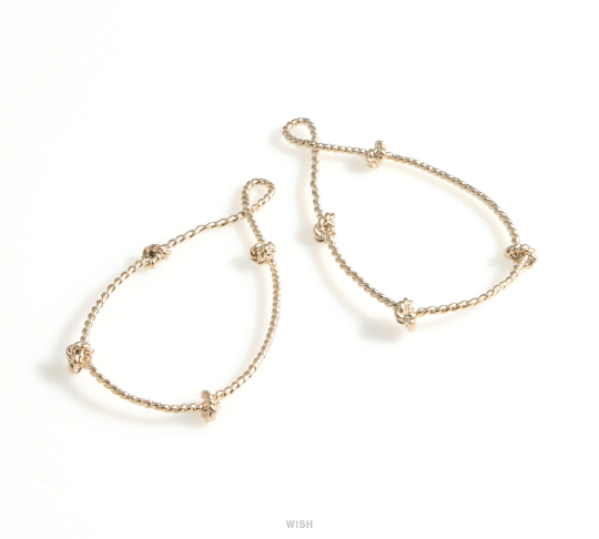 Open Drop with Knots Pendant in Matte Gold, Open Teardrop with Knots Charm / MMG-619-P