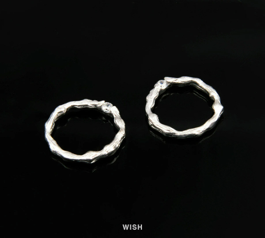 Cubic Ring Pendants in Matte Rhodium, Cubic Circle Charms /CRH-036-P