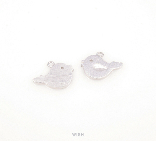 Skylark Pendants in Matte Brush Rhodium, Small Bird Charms / MMBRH-096-P