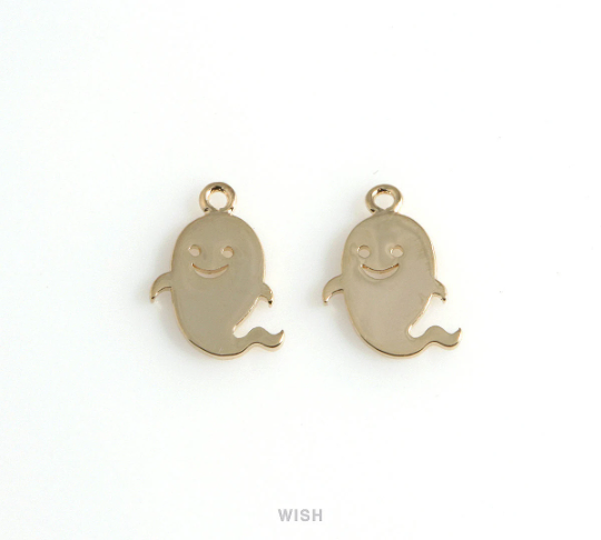 Ghost Pendants in Gold, Halloween Ghost Charm / MG-471-P