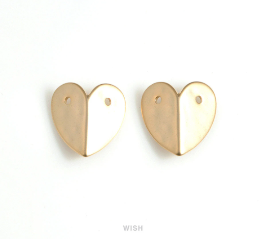 Hammered Heart Pendants in Matte Gold, Hammered Heart Charms / MMG-664-P