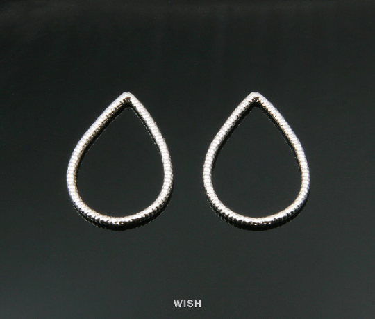 Teardrop Pendants in Rhodium, Teardrop Outline Charms / MRH-006-P (Small)