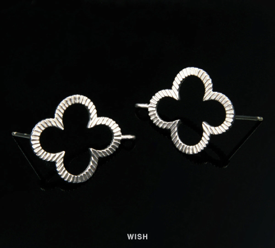 Clover Stud Earrings in Matte Rhodium, Clover Stud Ear Post / MMRH-121-E