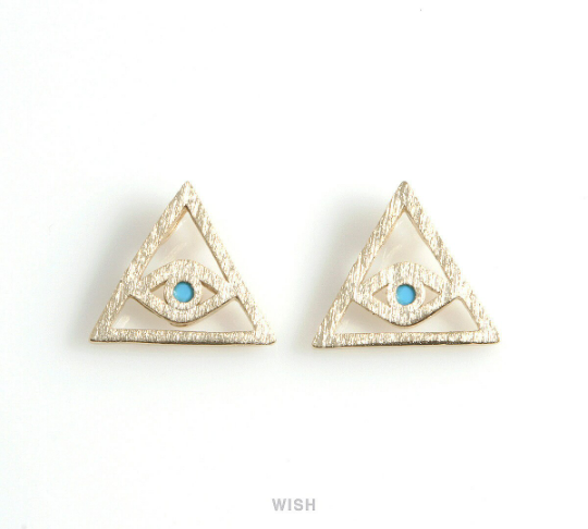 All Seeing Eye Pyramid Pendant in Matte Gold, Eye of Providence /MMG-462-P