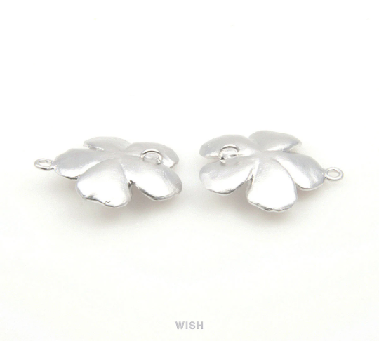 Plum Blossom Pendant in Matte Rhodium, Five Petal Flower Charm / MMRH-195-P