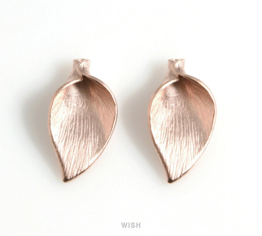 Lily Petal Pendants in Matte Rose Gold, Lily Charm/ MMRG-348-P (4pcs)