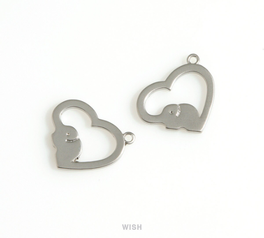 Open Heart Charm in Matte Rhodium, Open Heart Pendant / MMRH-685-P