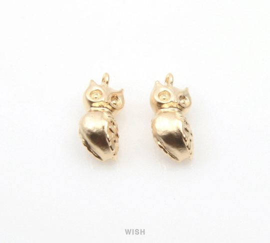 Owl Pendant in Matte Gold, Solid Owl Charm / MMG-321-P