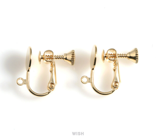 8pcs Clip on Earring Converters in Gold, Non Pierced Earrings / FG-033-E