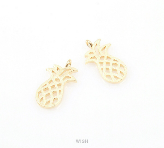 Pineapple Pendants in Matte Gold, Pineapple Charm / MMG-018-P (Vertical Loops)