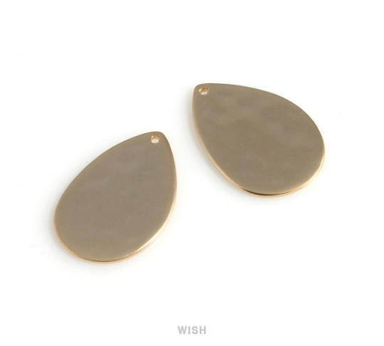 Large Hammered Drop Charm in Matte Gold, Hammered Teardrop Pendants / MMG-630-P