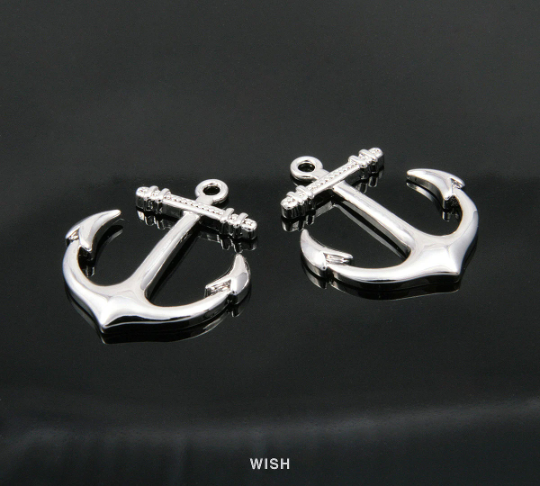 Large Anchor Pendants in Rhodium, Anchor Charms / MRH-144-P