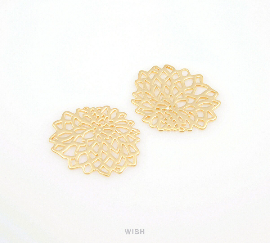Bloom Pendants in Matte Gold, Floral Charms / MMG-095-P