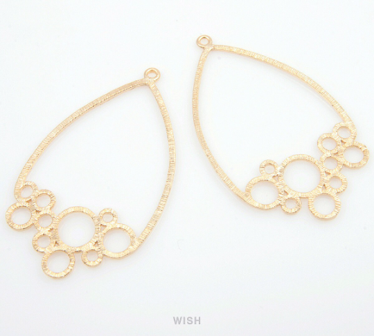 Bubbles in Teardrop Pendants in Matte Gold, Bubbles Charms / MMG-122-P