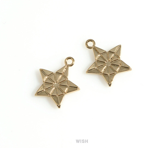 Textured Star Charm in Gold, Star Pendant / MMG-689-P