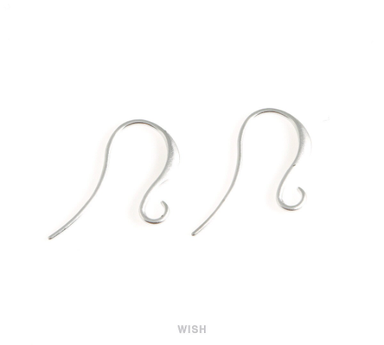 Fish Hook Earrings in Matte Rhodium, Hook Earrings / FMRH-001-E (10pcs)