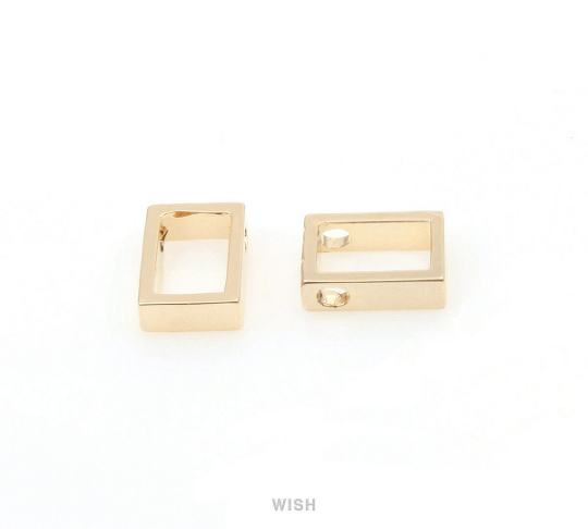 Open Rectangle Charm in Gold, Rectangle Outline Charm / MG-315-P