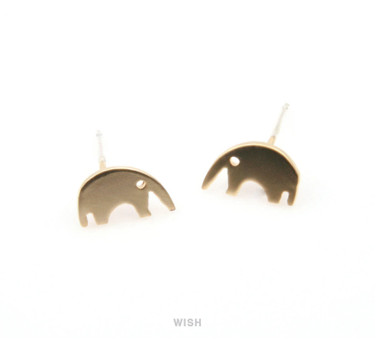 Elephant Stud Earrings in Matte Gold, Elephant studs / MMG-271-E