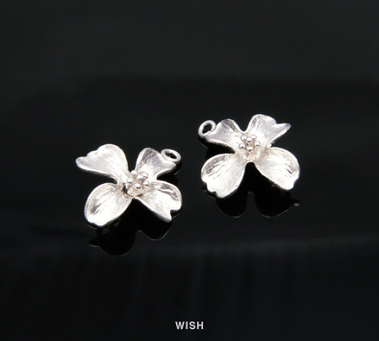 Orchid Flower Connectors in Matte Rhodium, Flower Charms / MMG-128-C