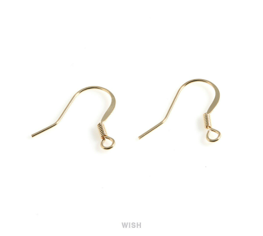 10pcs Fishhook Earrings Wires in Gold, Fishhook Earrings /FG-026-E