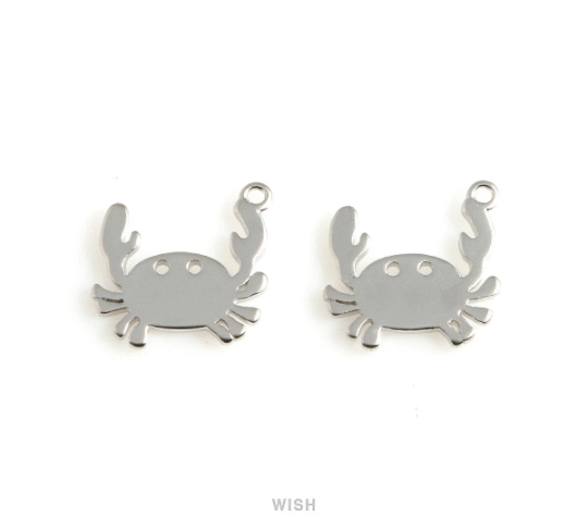 Crab Pendants in Matte Rhodium, Gold Crab Charm / MMRH-491-P