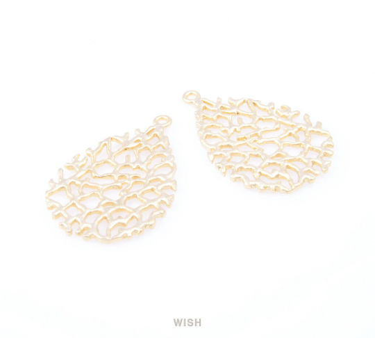 Branch Teardrop Pendants in Matte Gold, Teardrop Charms / MMG-046-P