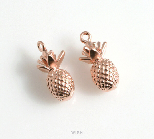 Pineapple Pendants in Matte Rose Gold, Solid Pineapple Charms/ MMRG-183-P