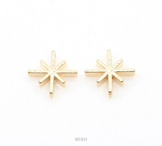 Snowflake Pendant in Matte Gold, Snow Crystal Charm / MMG-264-P