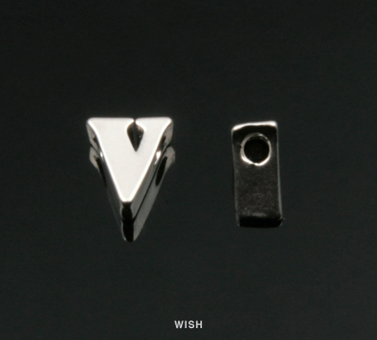 Lower Case Letter "v" in Matte Rhodium, Small Letter "v"/ MMRH-002-B (v)