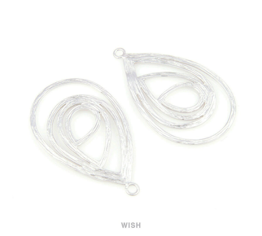 Teardrop in Teardrop Pendants in Matte Rhodium, Teardrop Charms /MMRH-036-P