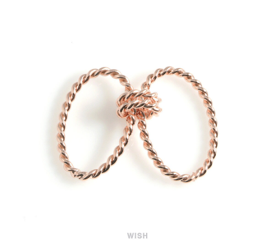 Triple Twisted Rings in Matte Rose Gold, Twisted Rings Charm / MMRG-465-P