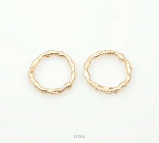 Cubic Ring Pendants in Matte Gold, Cubic Circle Charms /CG-036-P