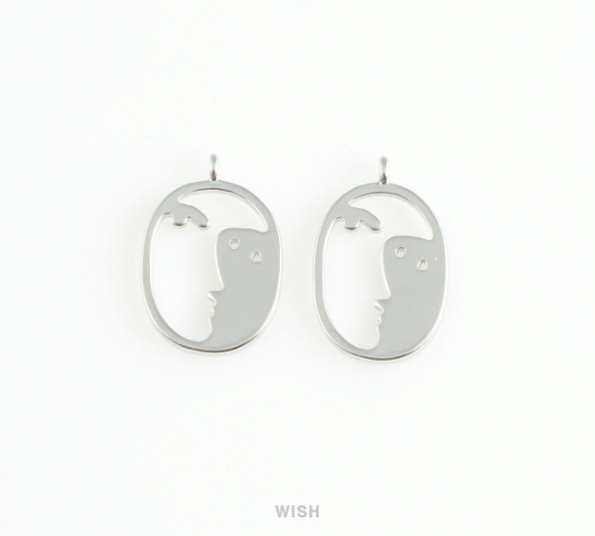 Crescent Pendant in Matte Rhodium, Crescent Charm / MMRH-405-P