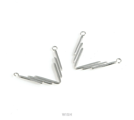 Chevron Pendants in Matt Rhodium, V shape Charm /MMRH-552-P