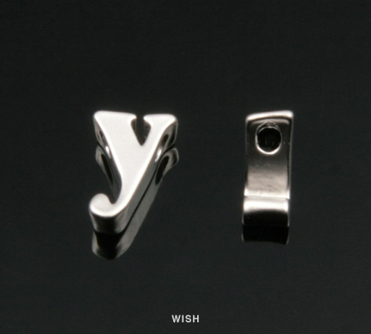 Lower Case Letter "y" in Matte Rhodium, Small Letter "y" / MMRH-002-B (y)