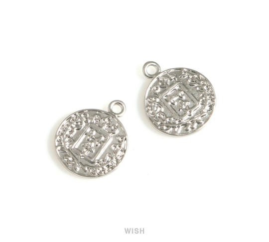 Coin Pendants in Matte Rhodium, Coin Charms / MMRH-696-P