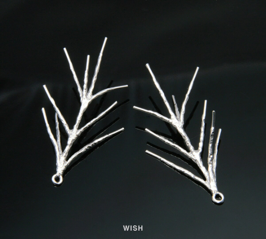 Pine Tree Pendants in Matte Rhodium, Pine Tree Charms / MMRH-175-P