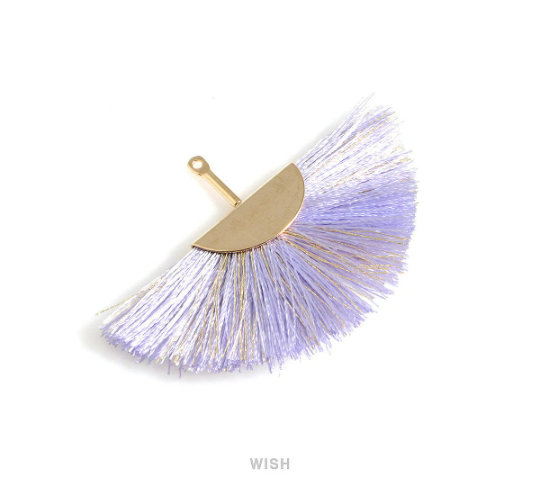 Semicircle Purple and Gold Thread Tassel in Gold, Lavender Thread Pendant / TLDG-009-T