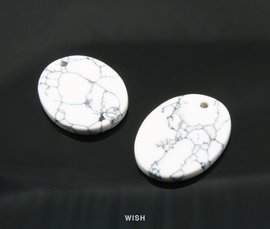 Howlite Oval Stone Charm, Gemstone Pendant / SHT-078-P