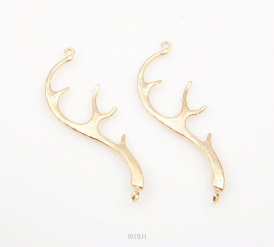 Antler Connectors in Matte Gold, Antler Charm / MMG-149-C