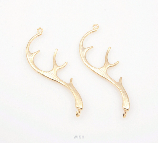 Antler Connectors in Matte Gold, Antler Charm / MMG-149-C