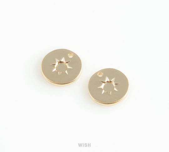 Sun Disc Pendants in Matte Gold, Sun Charm / MG-404-P