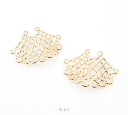 Lace Frill Pendants in Gold, Lace Charms / MG-023-P