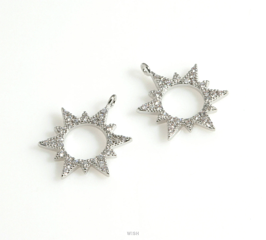 The Sun Pendants with Cubic Zirconia in Rhodium / CRH-090-P