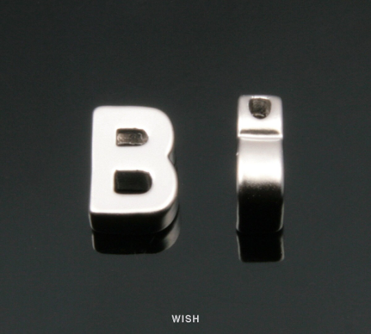 Upper Case Letter "B" in Matte Rhodium, Capital Letter "B" / MMRH-001-B (B)